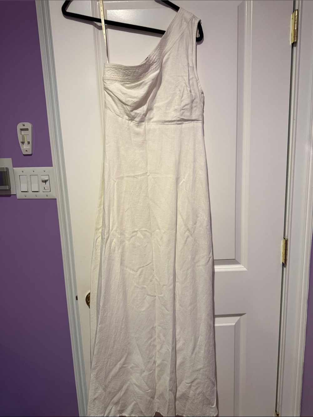 Farm rio linen blend one shoulder maxi dress